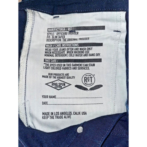 Rogue Territory RGT Jeans 31 x 30 Officers Trouser Japanese Selvedge Button Fly - Picture 8 of 8